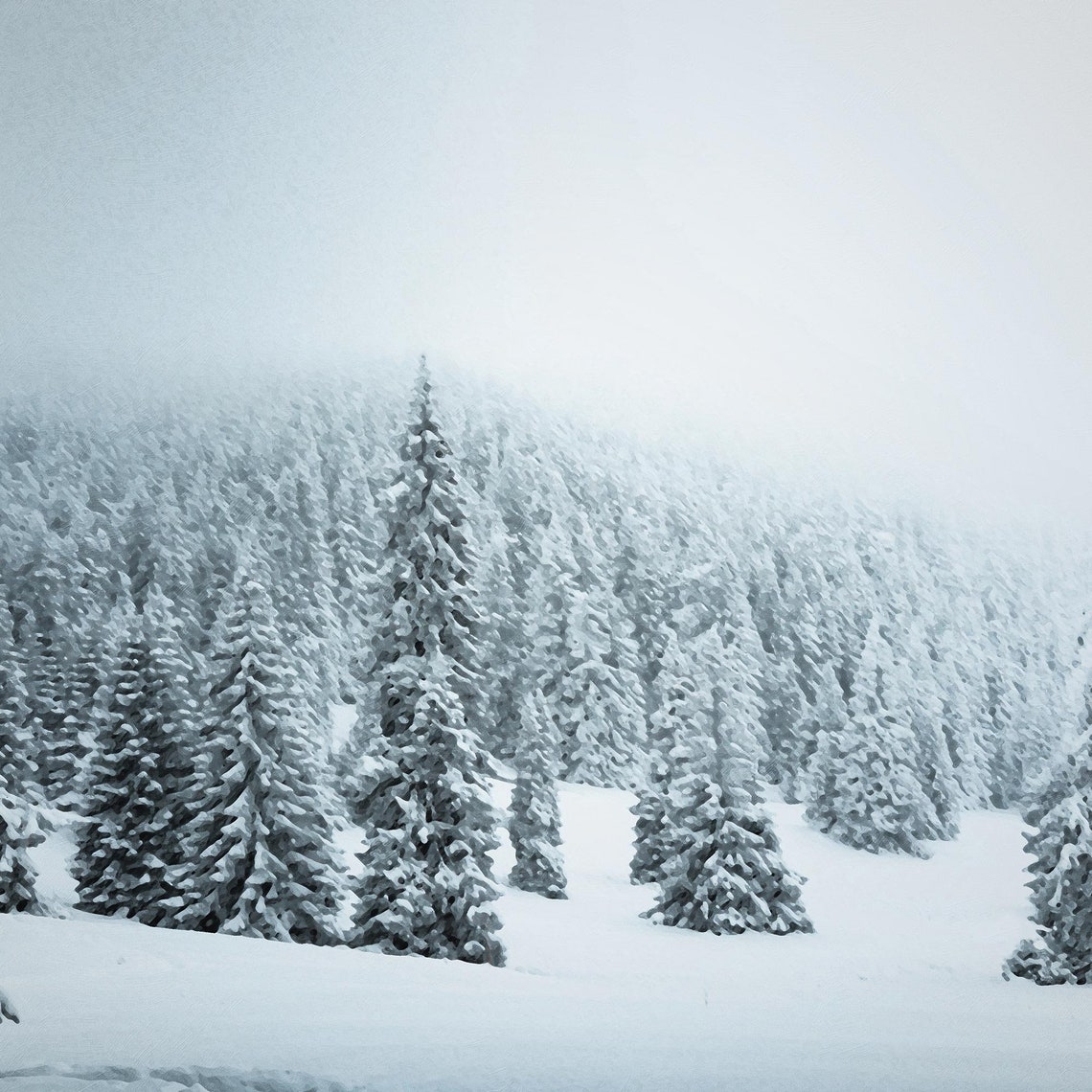 Snowy Forest Oil Painting Wall Art Winter Dcor Art 37 - Image 3