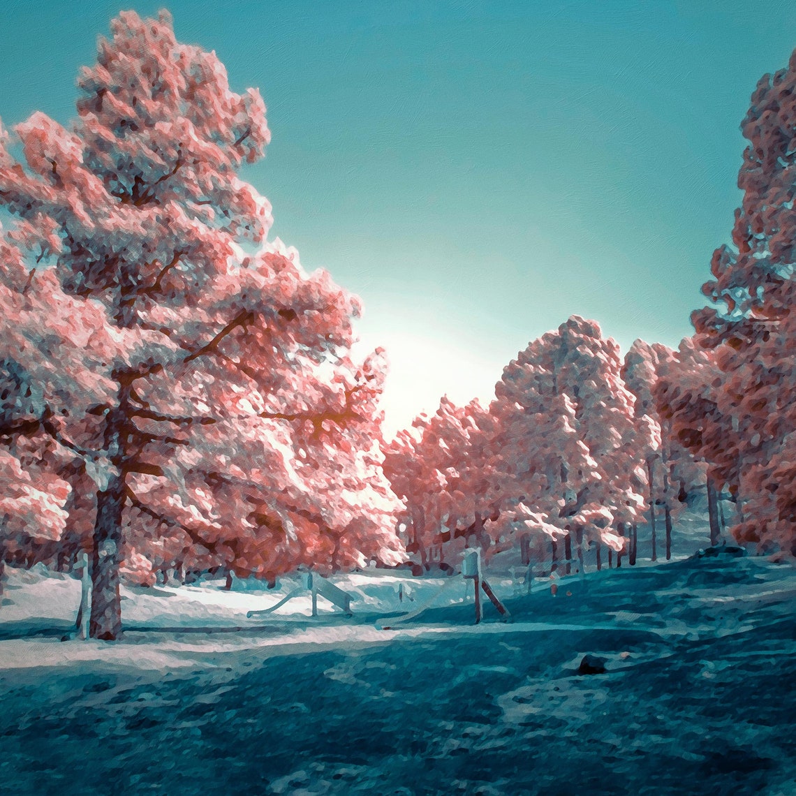 Winter In A Pink Forest Oil Painting Wall Art Winter Dcor Art 32 - Image 3