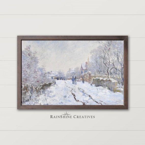Snow At Argenteuil By Claude Monet Vintage 1870s Oil Painting Wall Art Winter Dcor Art 83
