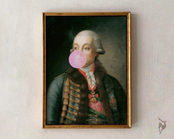 Bubblegum Classical Portrait Officer Powdered Wig Military Art Poster