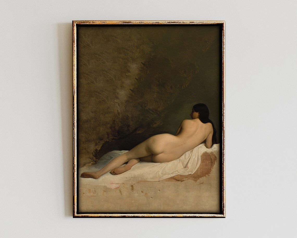 Nude Female Figure Study, Vintage Figurative Art Print