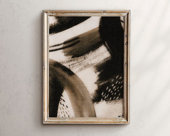 Abstract Painting Art Prints Ink Brown Modern Home Decor Instant Wall