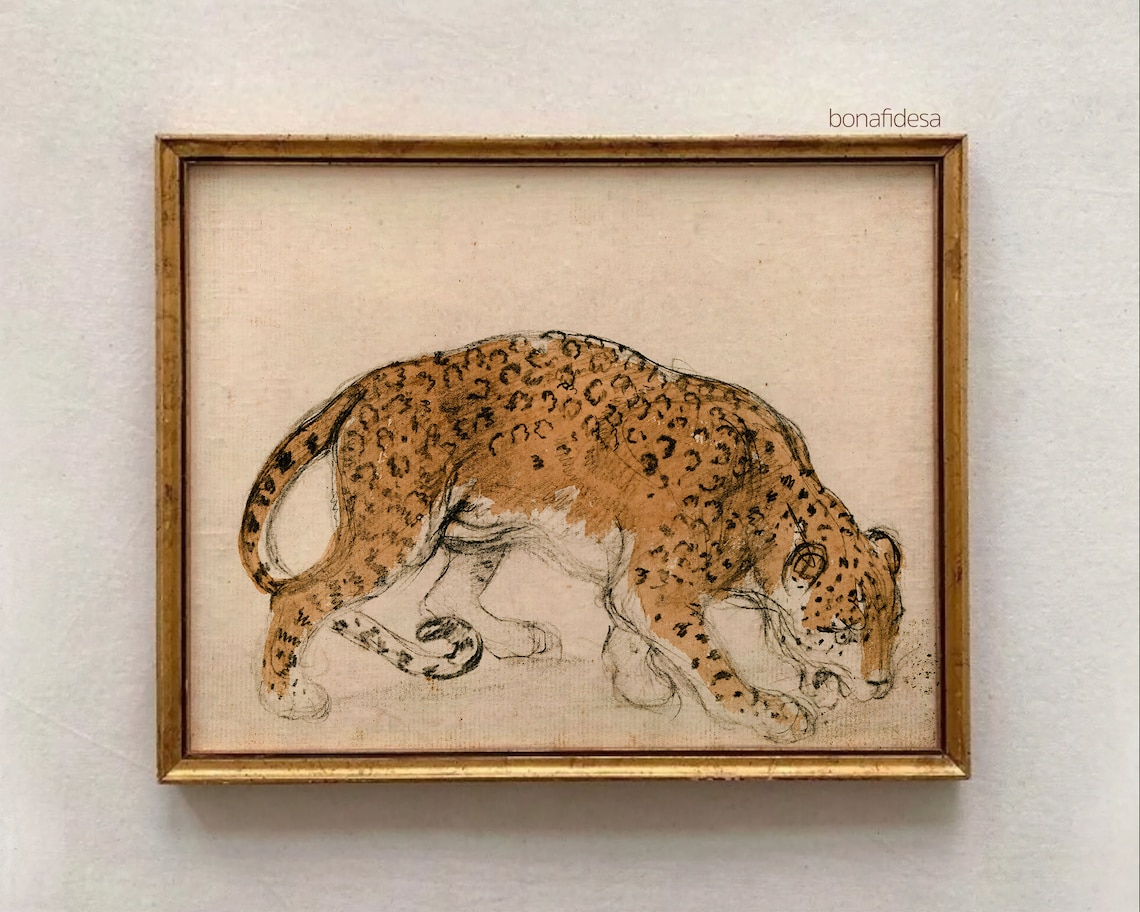 Tiger Vintage Oil Painting Landscape Art Print