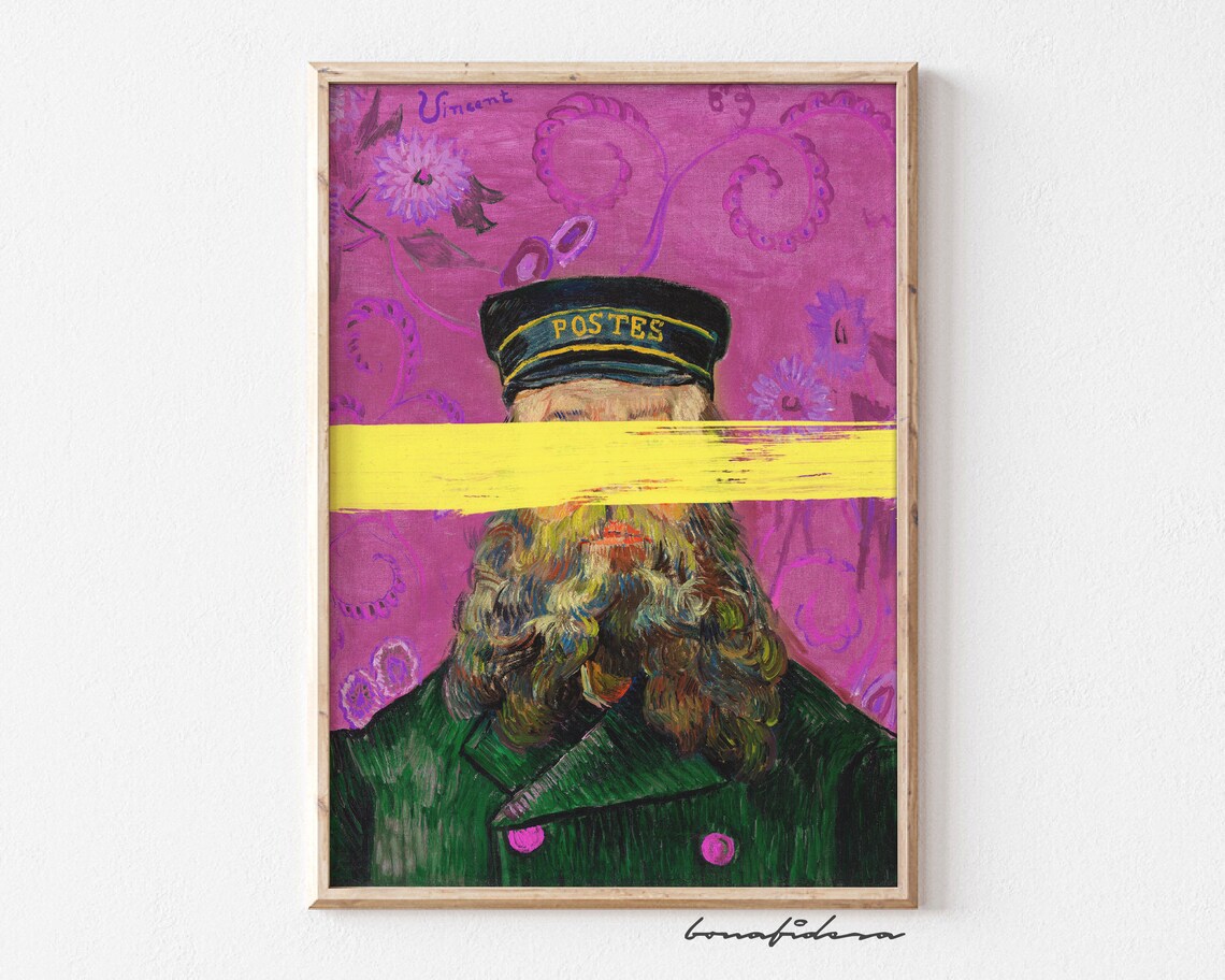 Van Gogh Postman Portrait Altered Pop Art Pink Maximalist Print