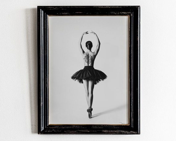 Black And White Ballerina Tattoo Art Print Modern Fashion Poster