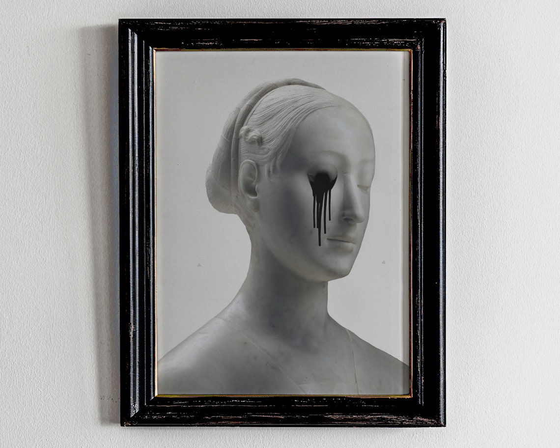 Gothic Woman Sculpture Art Print Dark Academia Decor