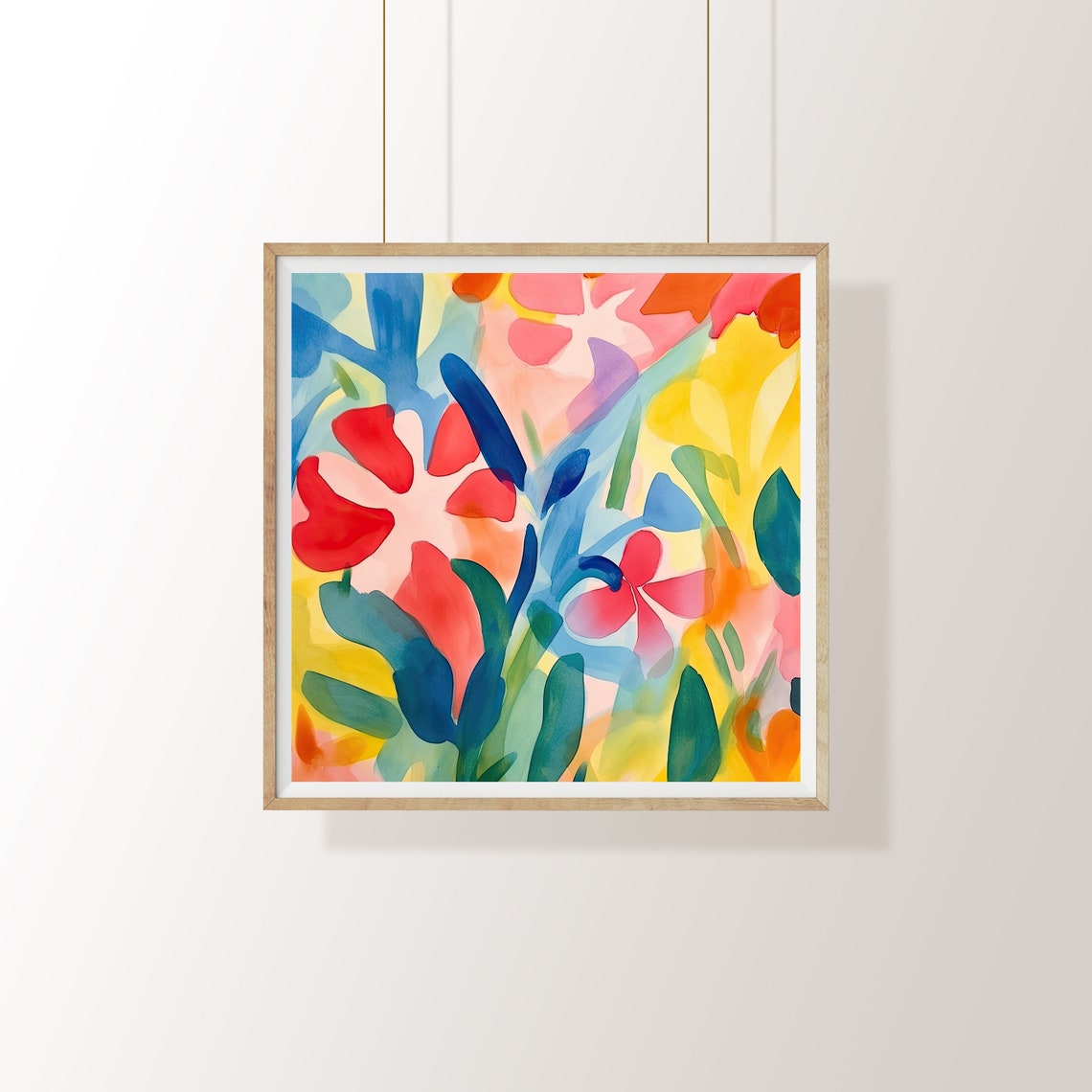 Cheerful Watercolor Flower Bouquet in Bold Bright Colors Poster