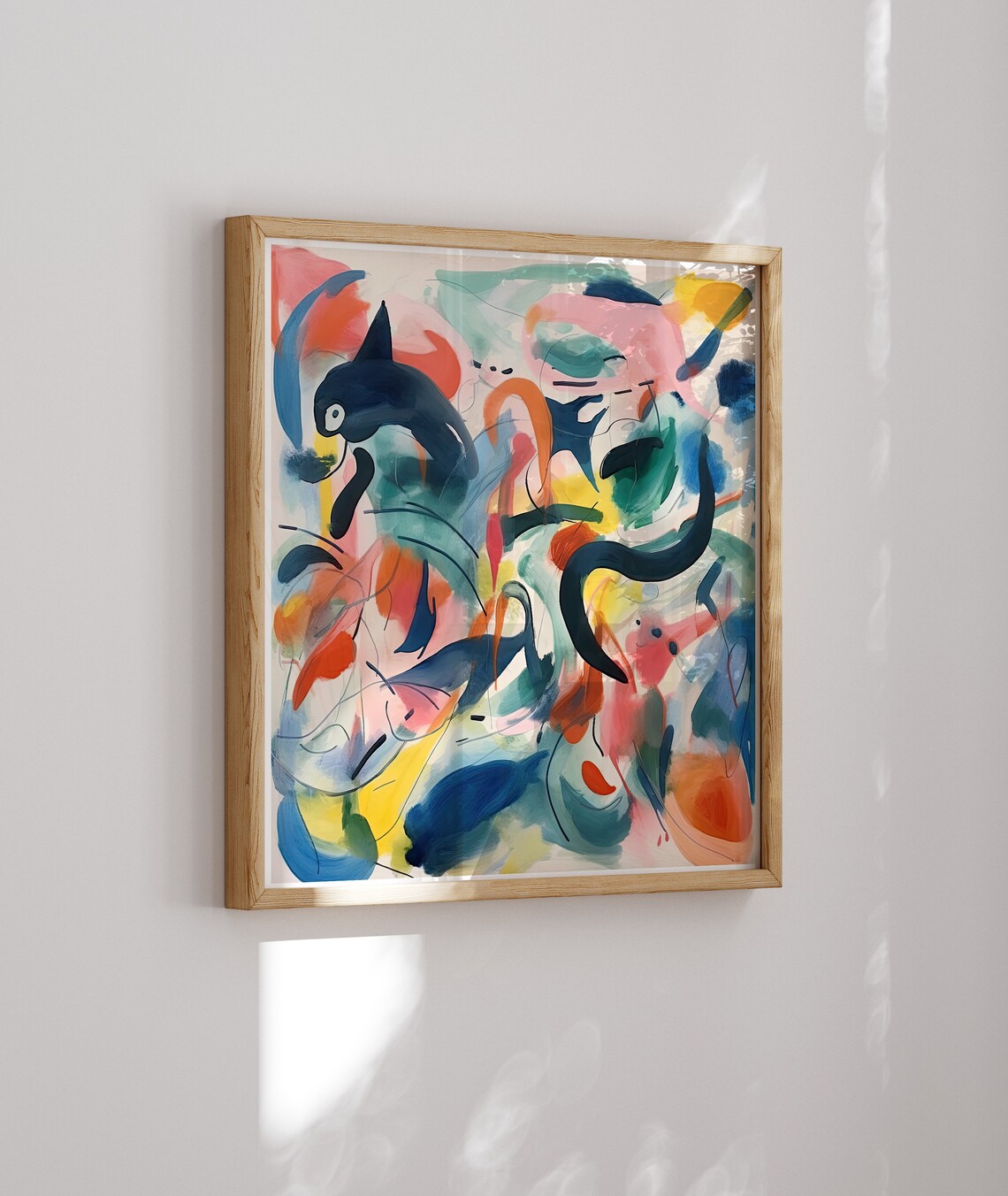 Abstract Ocean Life Whale Swirl Colorful Sea Watercolor Art Poster - Image 2