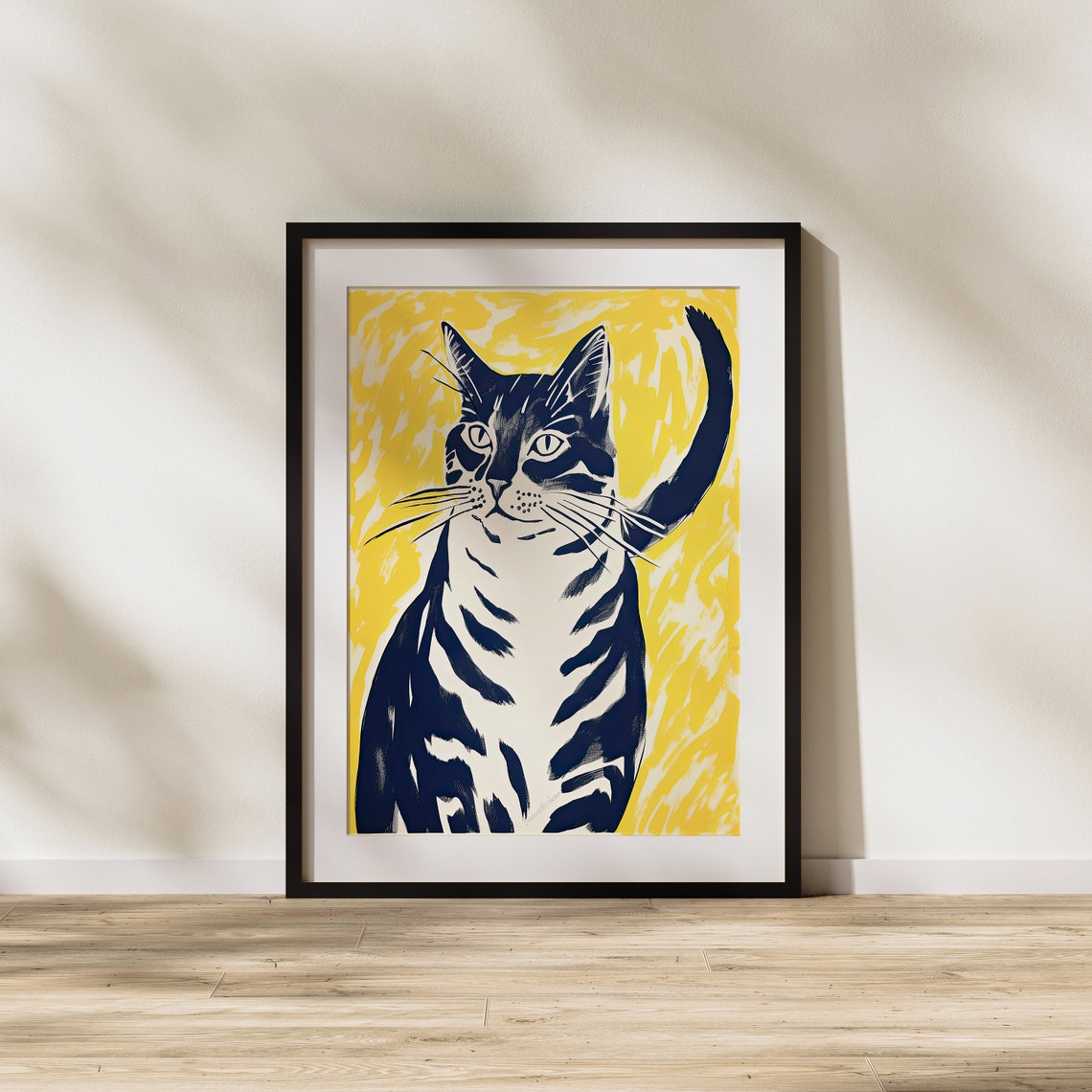 Bold Tabby Cat Portrait On Bright Yellow Sunshine Pop Art Poster - Image 2