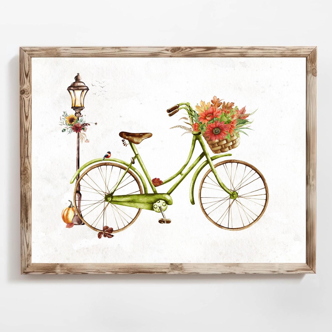 Autumn Bicycle Wall Art Country Fall Decor 5x7 8x10 85x11 11x14 16x20 Farmhouse Floral Bike Sign Diy Seasonal Decor