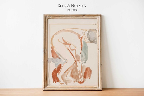 Vintage Nude Wall Art Minimalist Bathroom Art Muted Neutral Wall Art Abstract Nude Print Wall Art Prints 185
