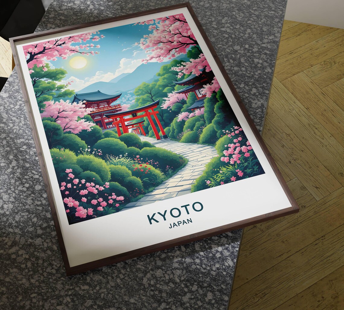 Kyoto Japan Red Torii Gates Fushimi Inari Cherry Blossom Shrine Poster - Image 4