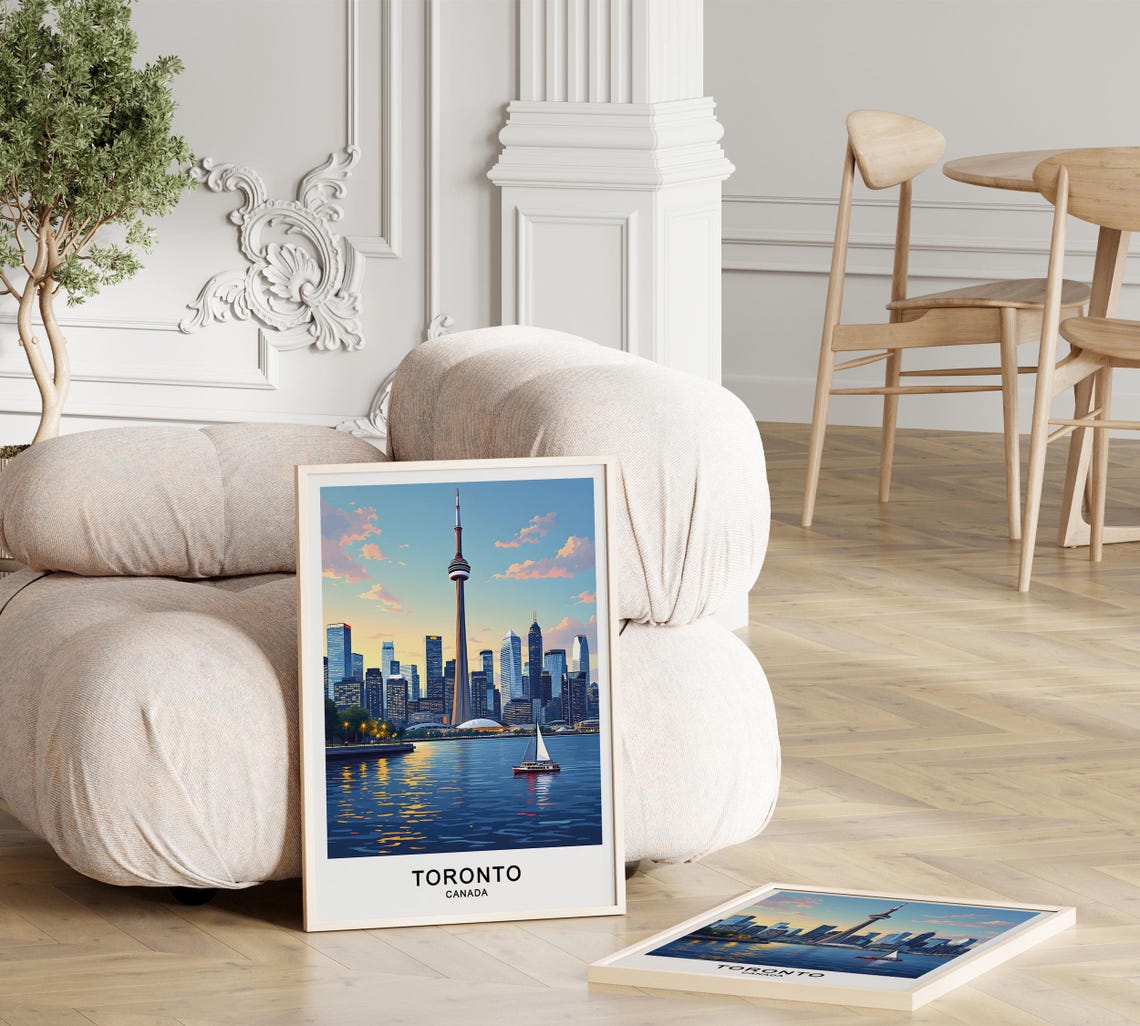 Toronto Canada CN Tower Skyline Harbor Sunset Sailboat Poster - Image 3