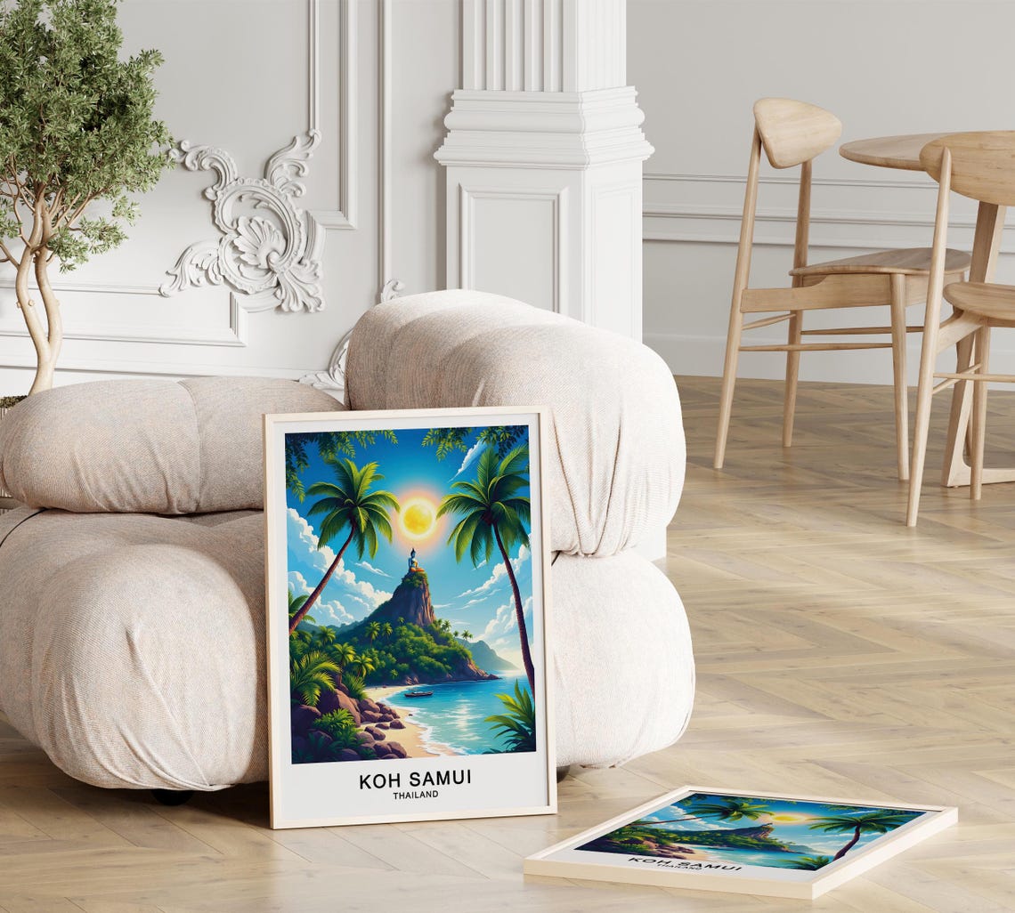 Koh Samui Thailand Tropical Beach Palm Trees Buddha Hill Sun Poster - Image 3