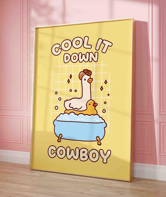 Duck In A Bath Poster Bubble Time Cute Bathroom Art Print Trendy Silly Goose Unframed Shipped Wall