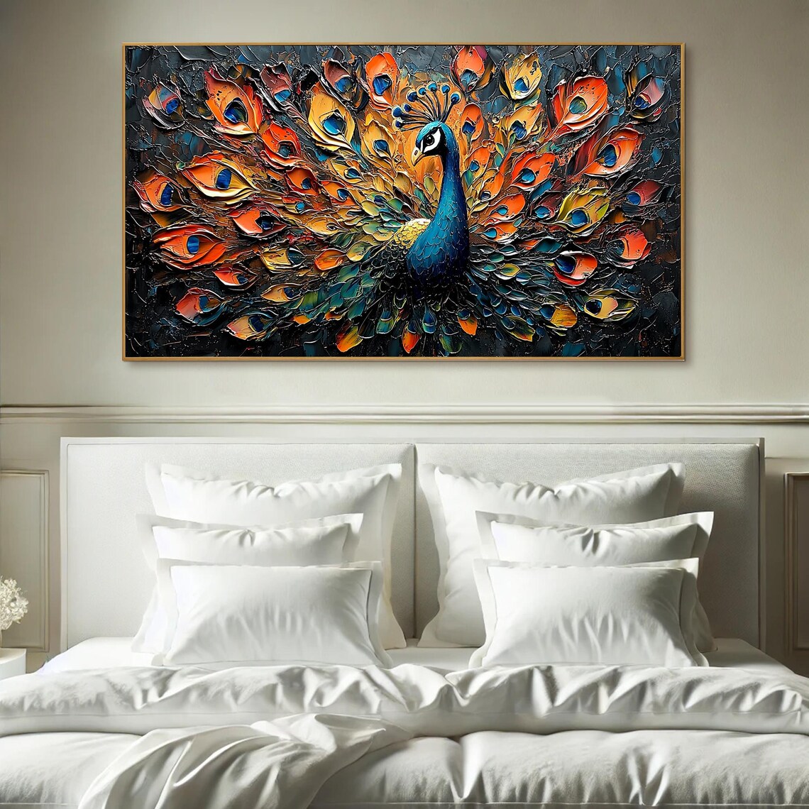 Abstract Peacock Oil Painting, Modern Art Print - Image 4