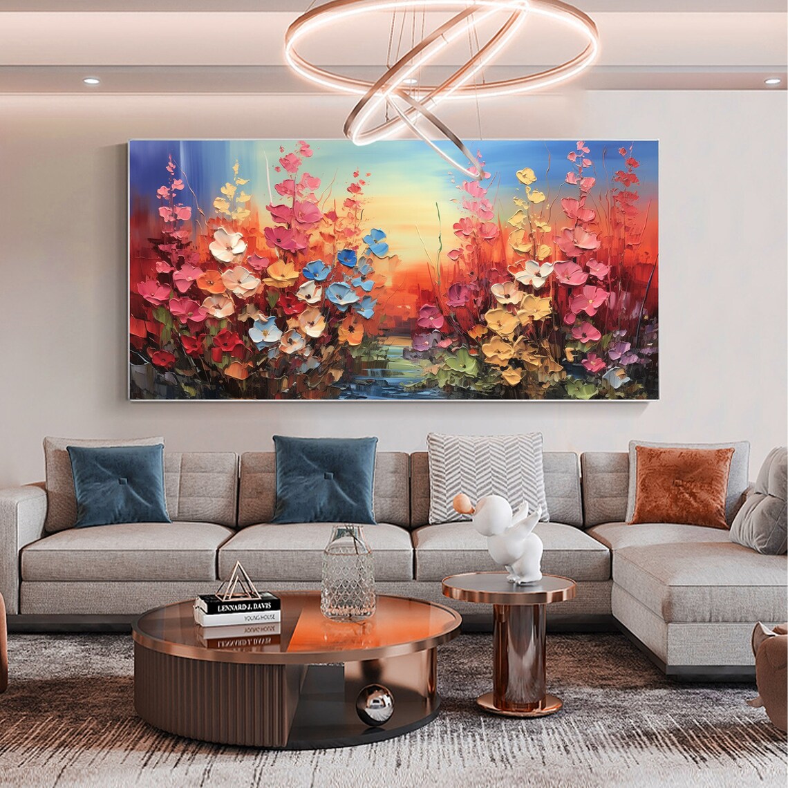 Abstract Flower Landscape, Custom Oil Painting Art Print - Image 5