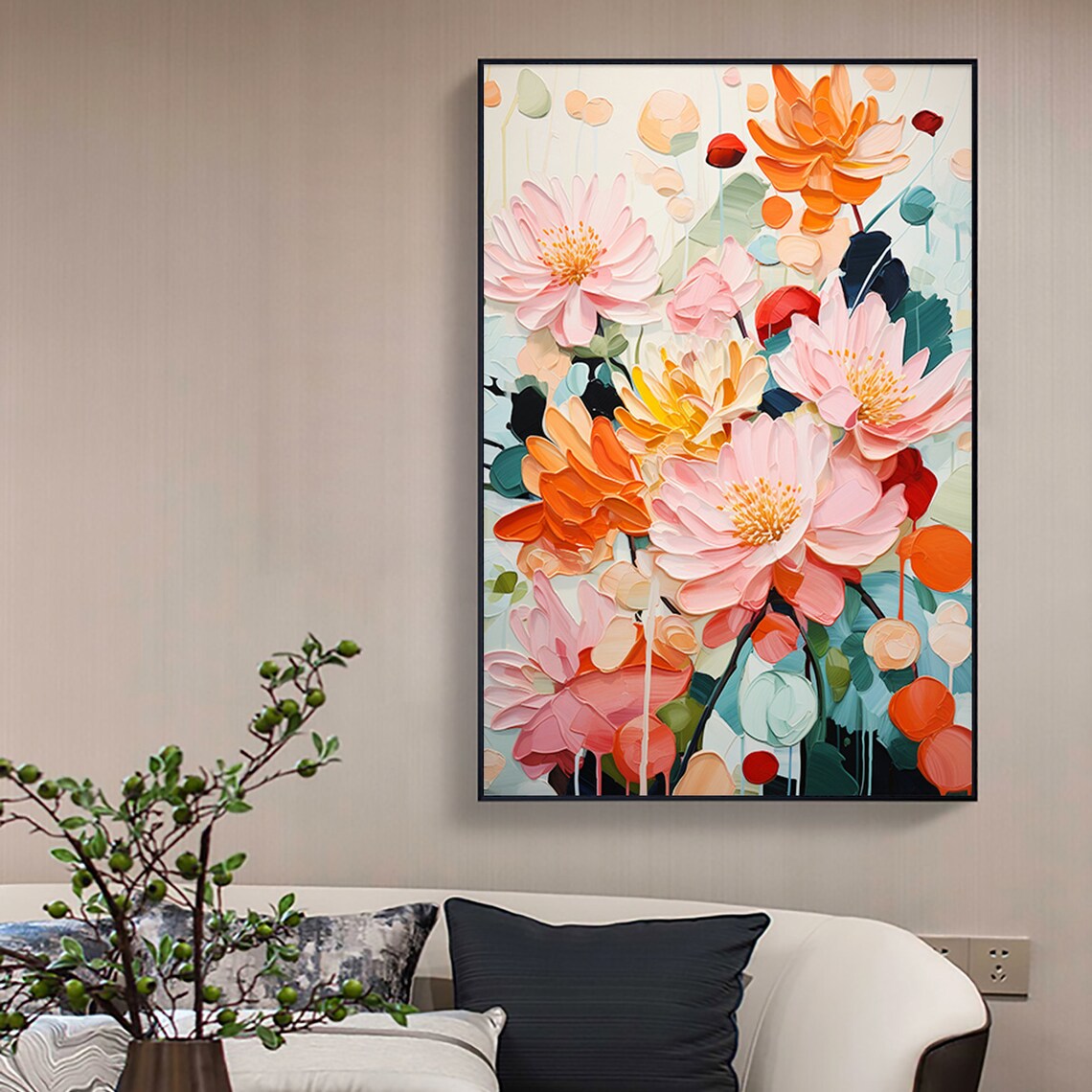 Minimalist Flower Oil Painting, Modern Floral Art Print - Image 3