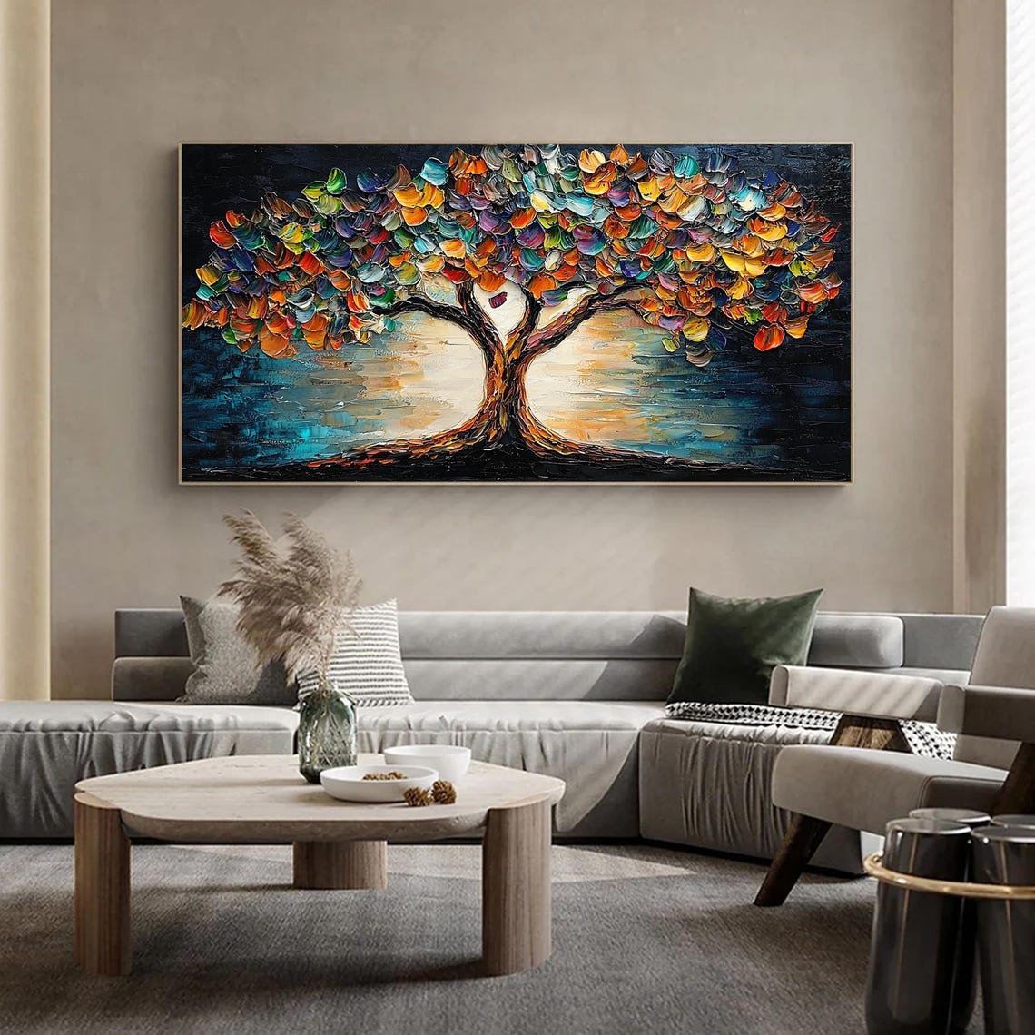 Colorful Tree of Life Dark Night Water Reflection Art Poster - Image 8