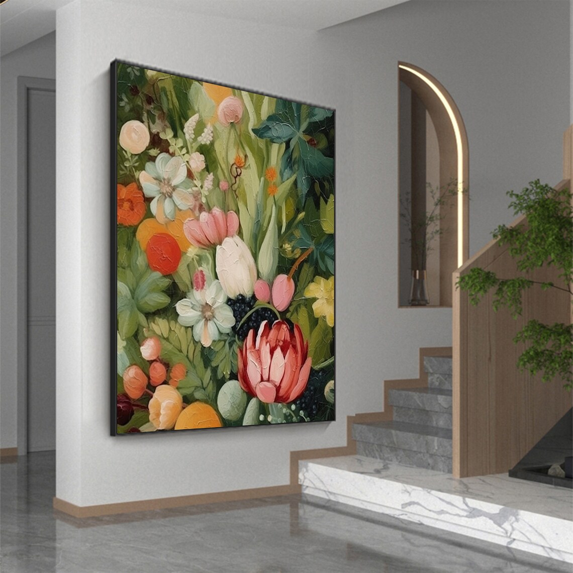 Abstract Green Flowers, Modern Floral Wall Art Print - Image 7
