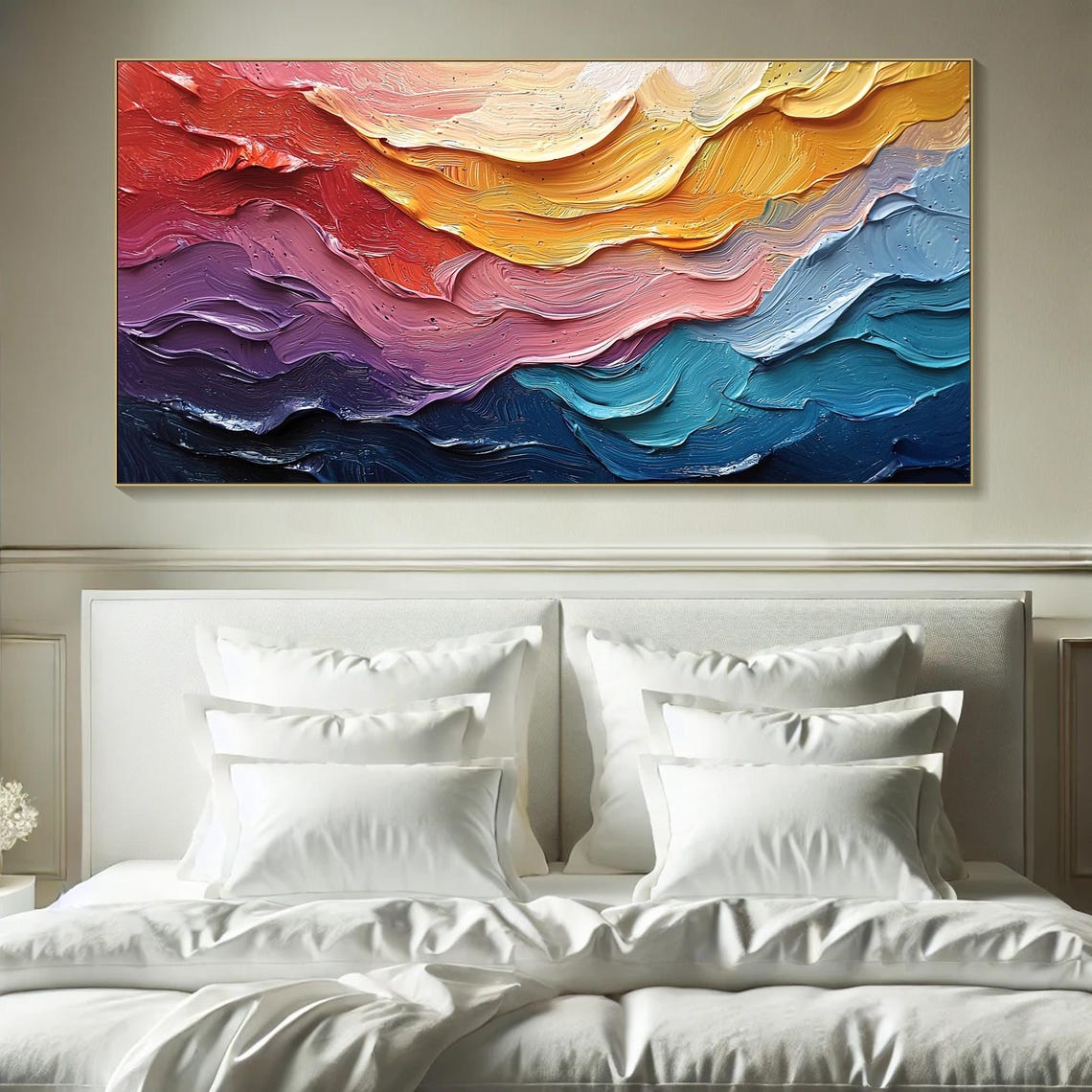 Rainbow Ocean Wave Sunset Gradient Textured Abstract Art Poster - Image 7