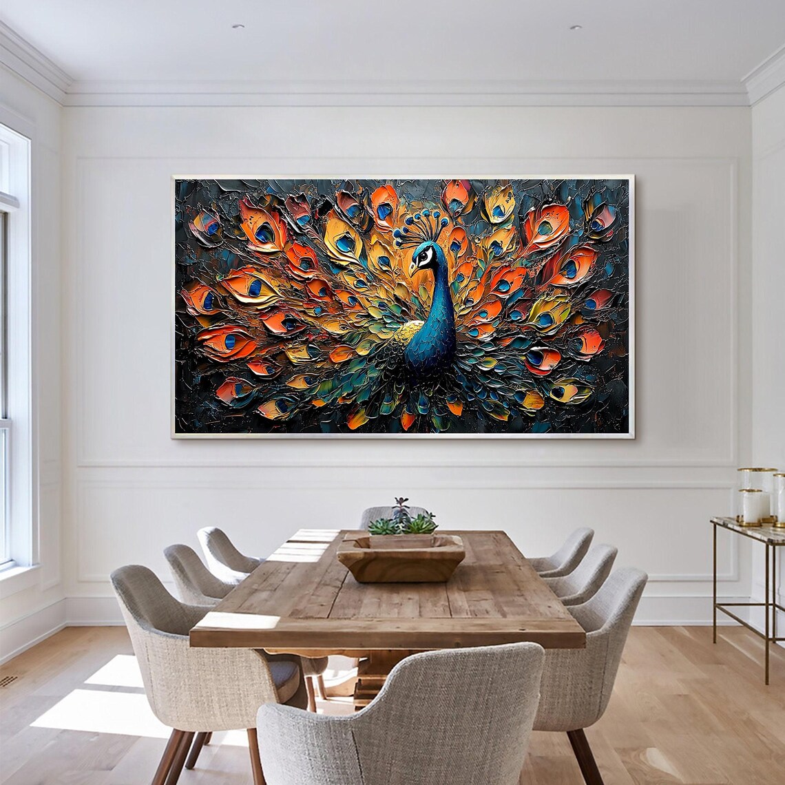 Abstract Peacock Oil Painting, Modern Art Print - Image 6