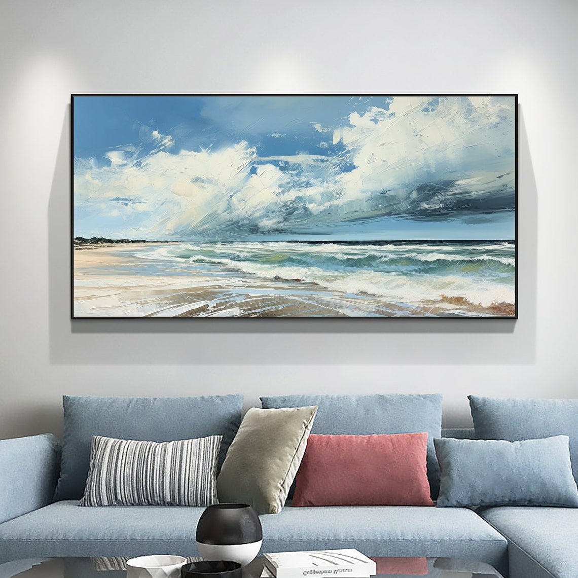 Dramatic Cloud Seascape Blue Ocean Waves Coastal Scene Poster - Image 7