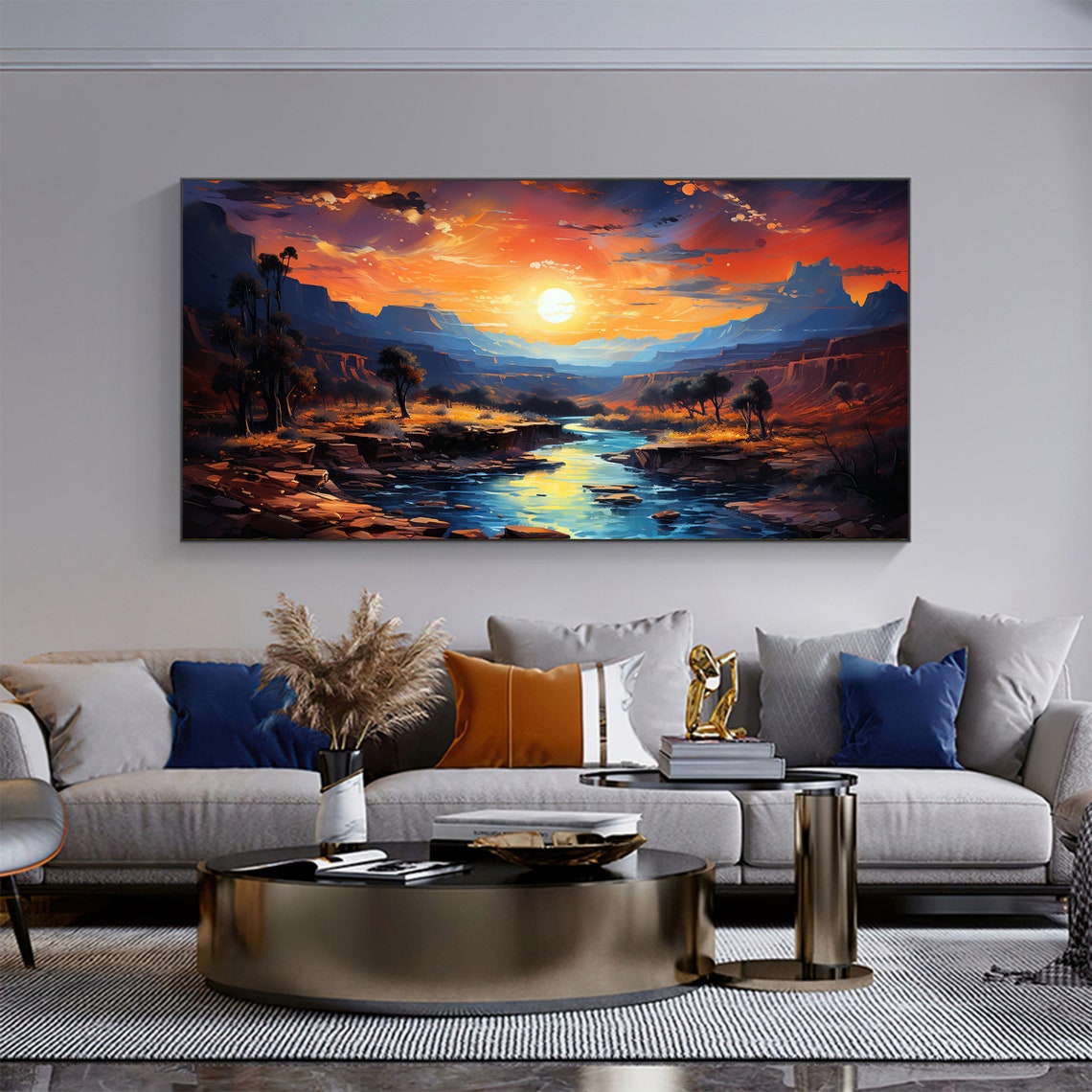 Red Rock Canyon Sunset River Golden Sun Desert Valley Poster - Image 5