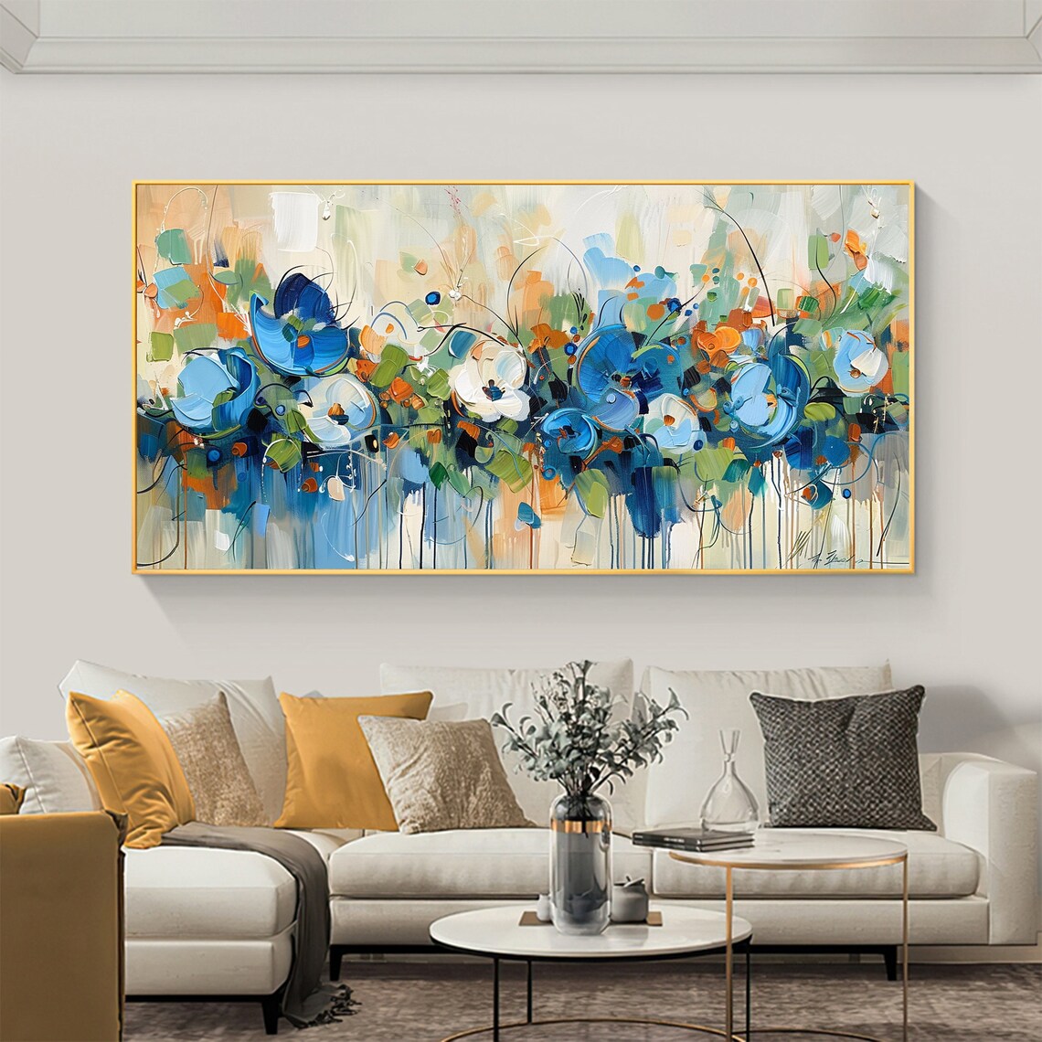 Abstract Blue Floral Landscape Modern Art Print - Image 5