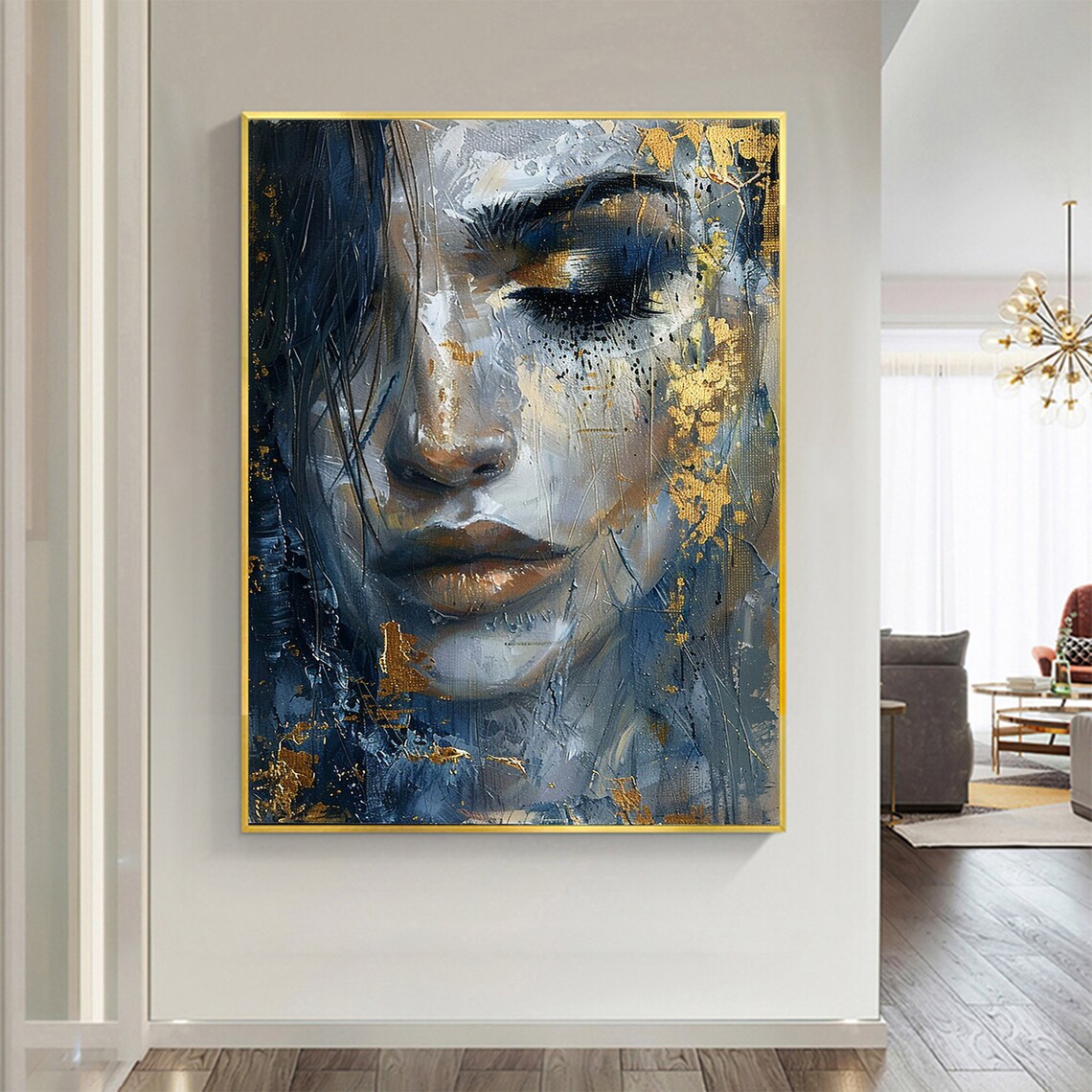 Custom Abstract Girl Face Oil Painting, Bedroom Art Print - Image 8
