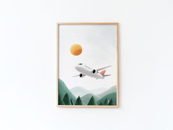 Printed Illustration For Baby Room By Tendre Imaginaire Aeronautical Wall Decoration Travel Aviation Art Poster Childrens