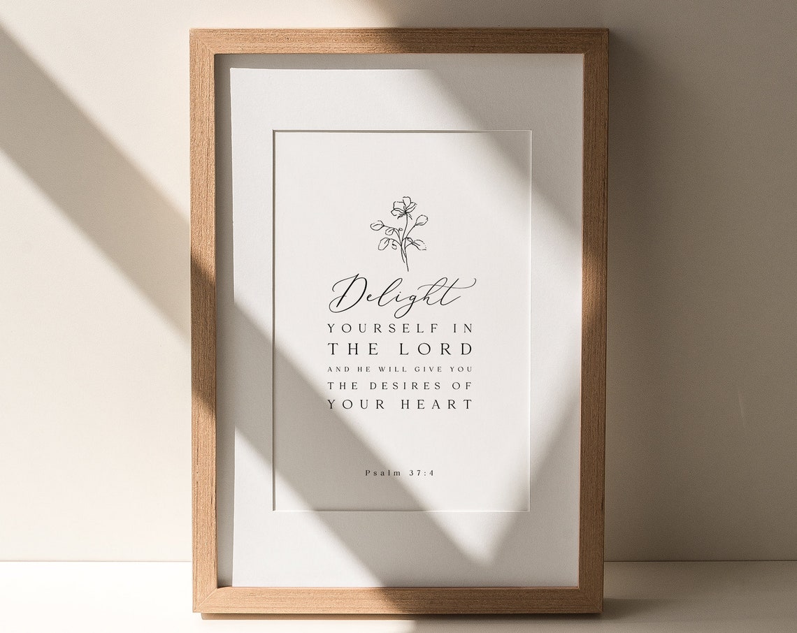 Delight Yourself In The Lord Psalm 37:4 Floral Scripture Poster - Image 4