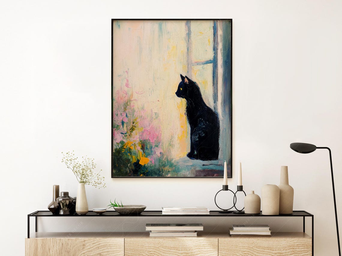 Black Cat Minimalist Cat Illustration Art Print - Image 3