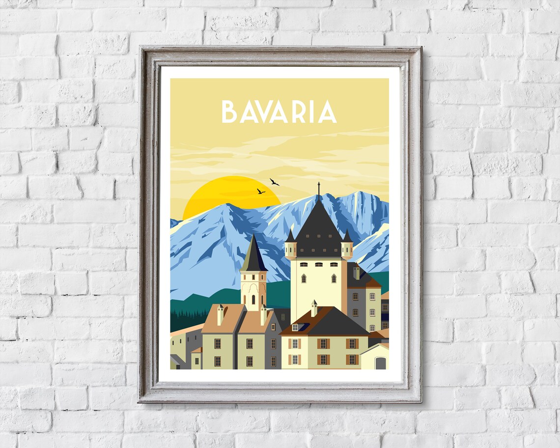 Bavaria Retro Travel Poster, Germany Travel Print - Image 2