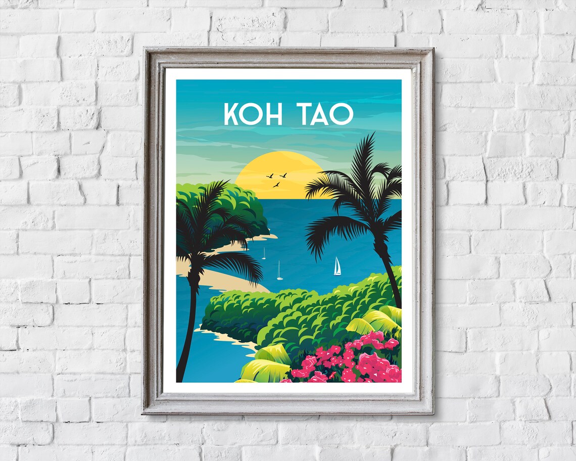 Koh Tao Travel Poster, Thailand Art Print - Image 2