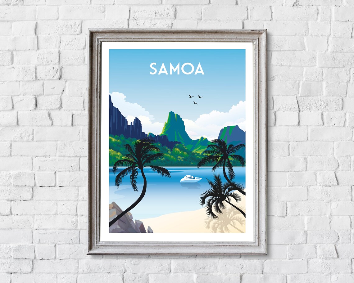 Samoa Retro Travel Poster Print, South Pacific - Image 2