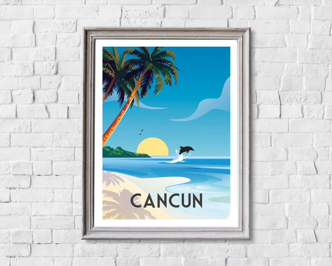 Cancun Travel Poster, Retro Mexico Wall Art Print - Image 2