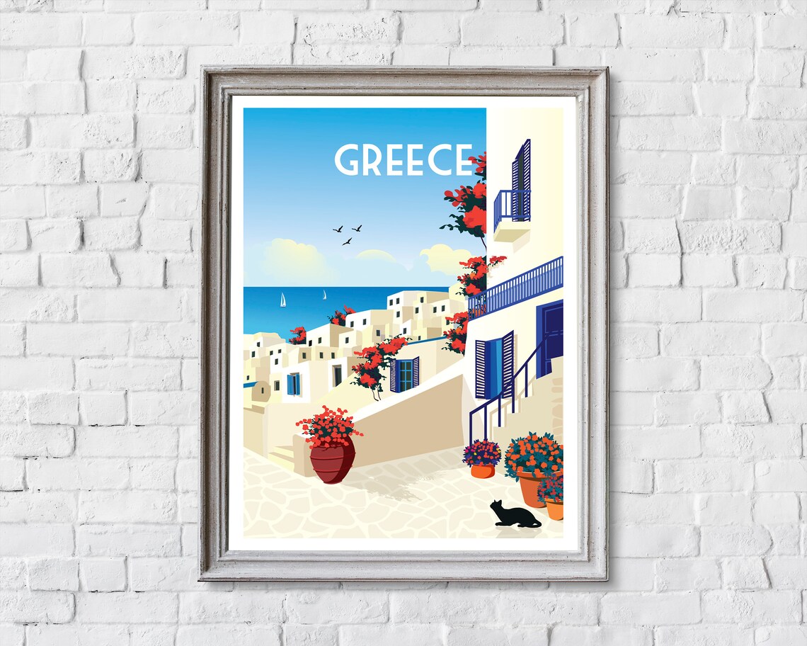 Greece Retro Travel Poster, Europe Travel Poster - Image 2