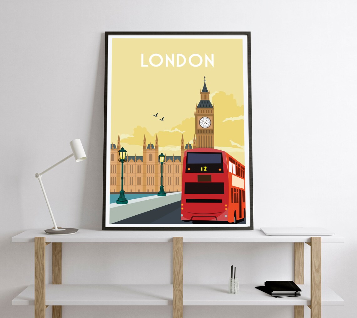 London Retro Travel Poster, London Wall Art Print - Image 2