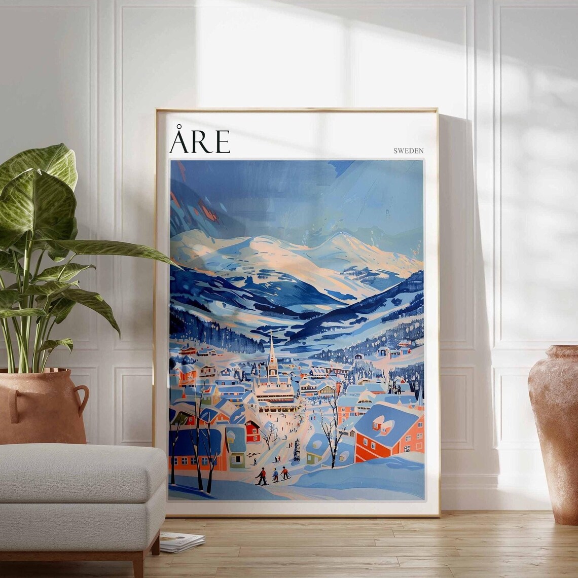 Are Sweden Village Dusk Church Spire Mountain Twilight Poster - Image 2