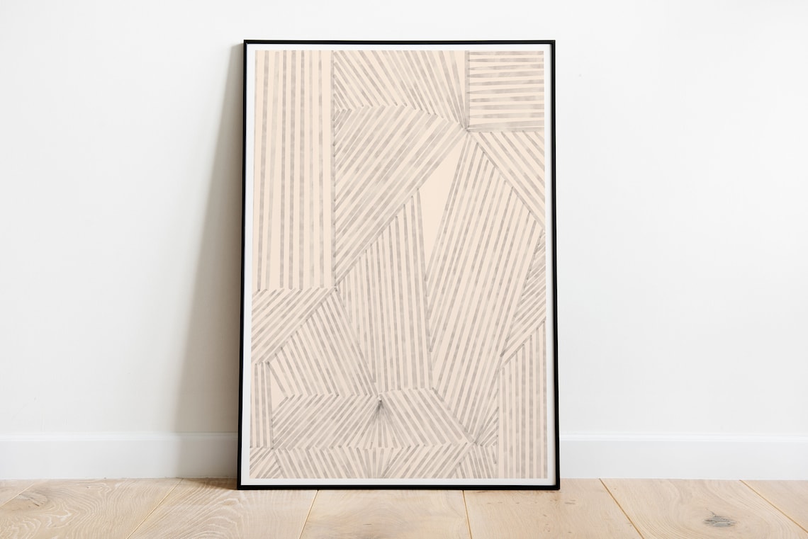 Abstract Line Art Poster, Modern Beige Decor - Image 2