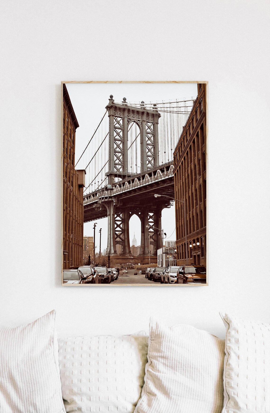 New York Cityscape Travel Poster, Manhattan Bridge - Image 2