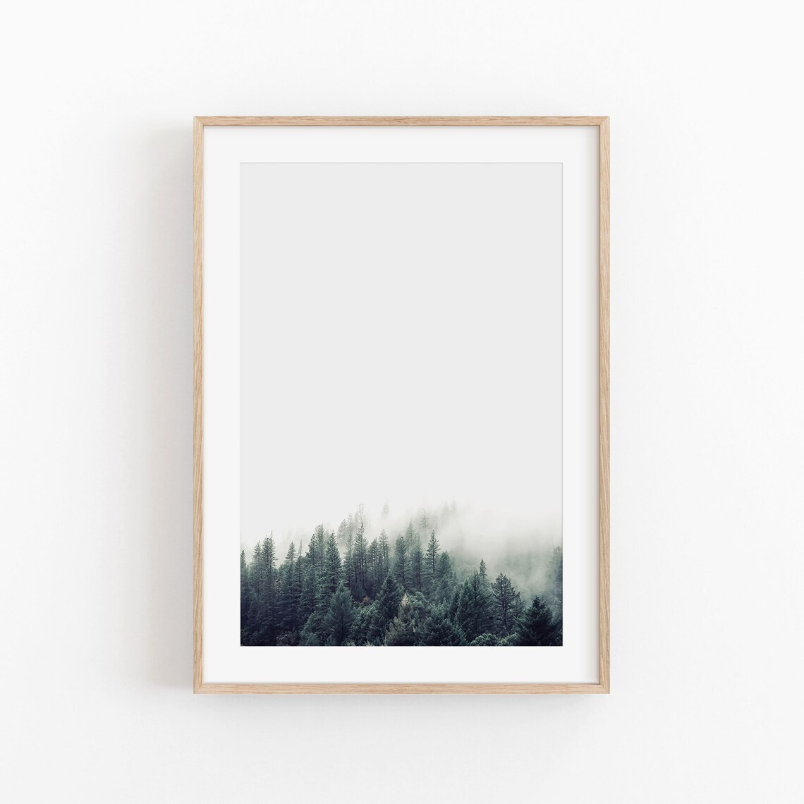 Pine Forest Print, Minimalist Nordic Forest Poster