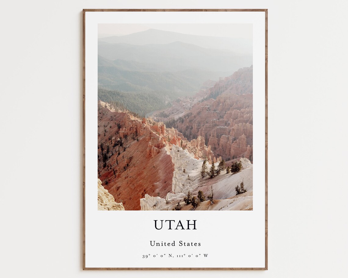 Utah Mountain Travel Poster, Utah City Art Print