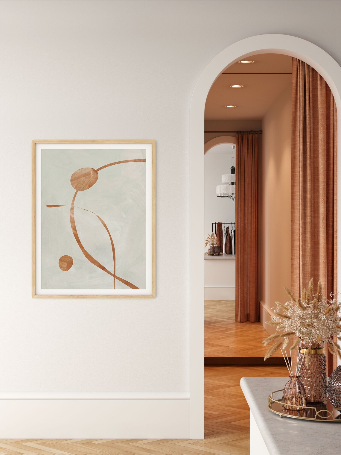 Abstract Geometric Line Art, Boho Neutral Art Print - Image 2