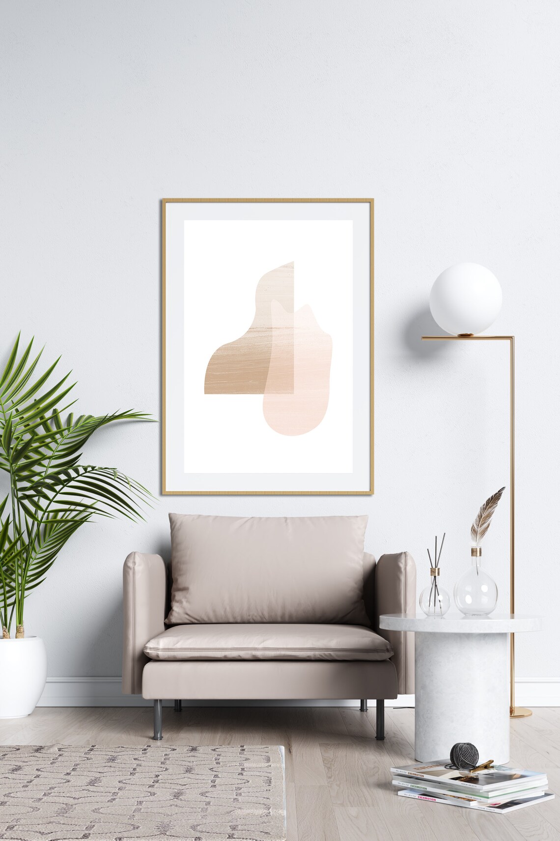 Abstract Art Print, Neutral Beige Modern Decor - Image 2