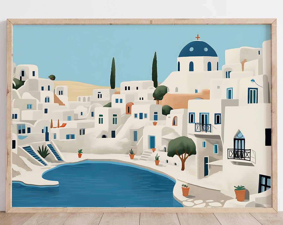 Mykonos Greece Travel Poster, Bedroom Decor