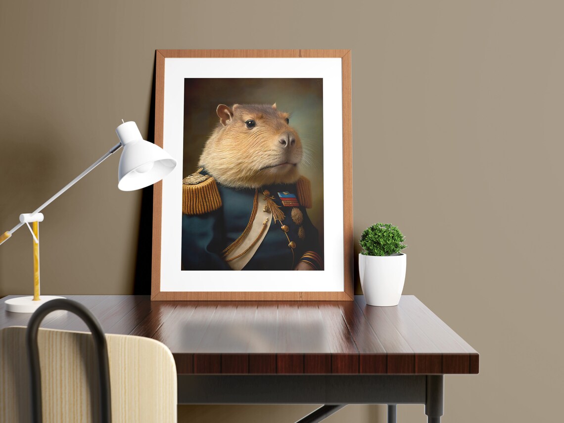 Portrait Of A Capybara In Military Uniform Poster - Image 4