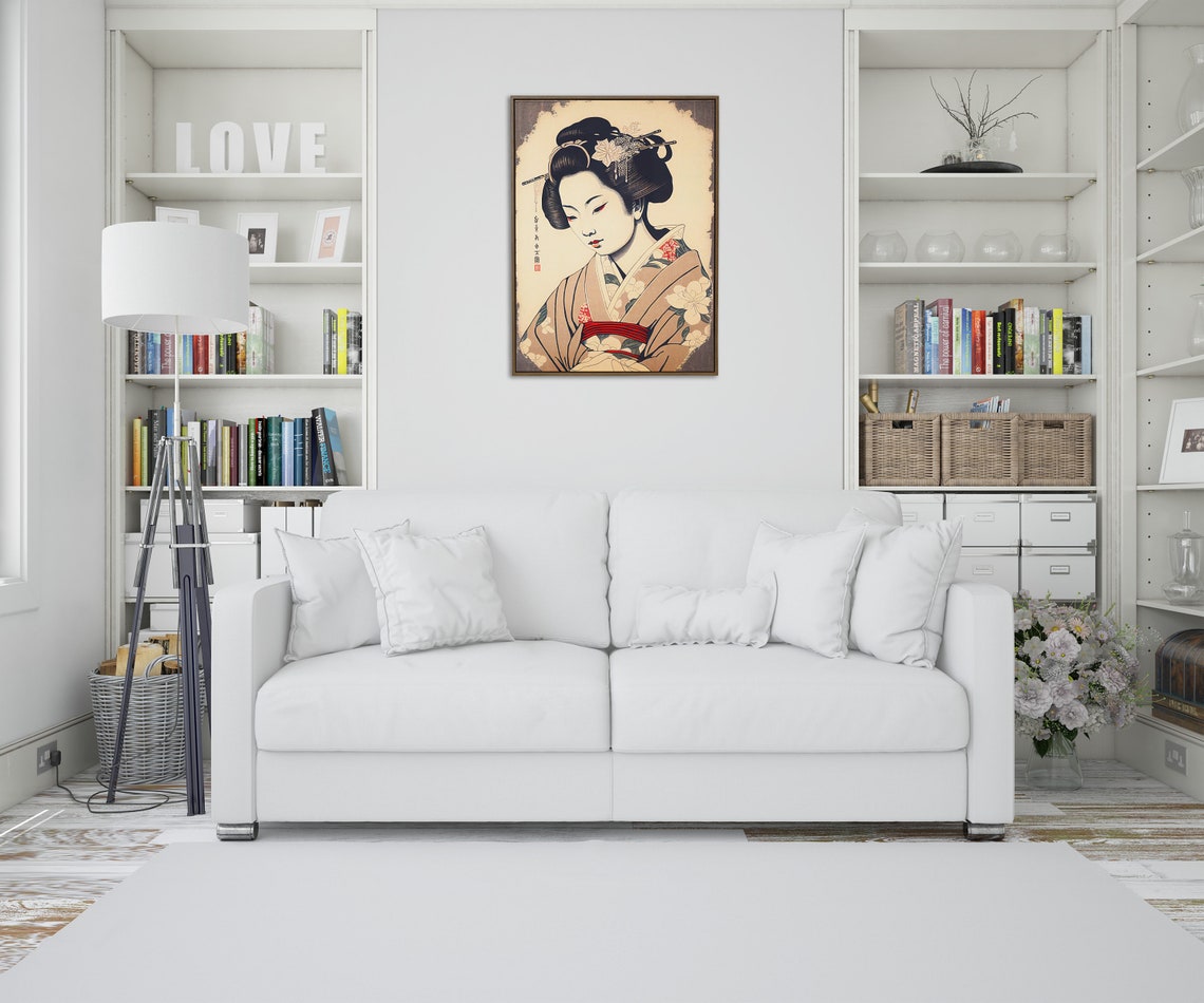 Elegant Geisha Portrait Japanese Ukiyo E Style Kimono Art Poster - Image 2