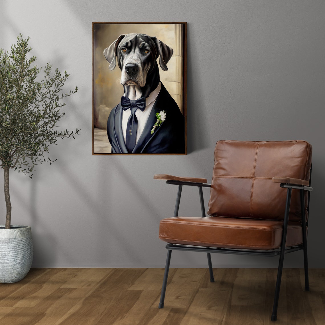 Great Dane In Tuxedo Bow Tie Funny Formal Dog Portrait Poster - Image 4